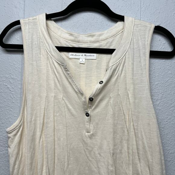 Chelsea & Theodore Bubble Hem Henley Top Large Capsule Minimalist Timeless - Picture 2 of 11